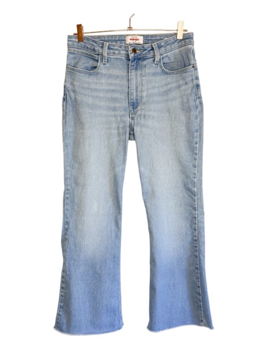 Wrangler High Rise Fierce Flare Cropped Jeans Light Wash Size 10